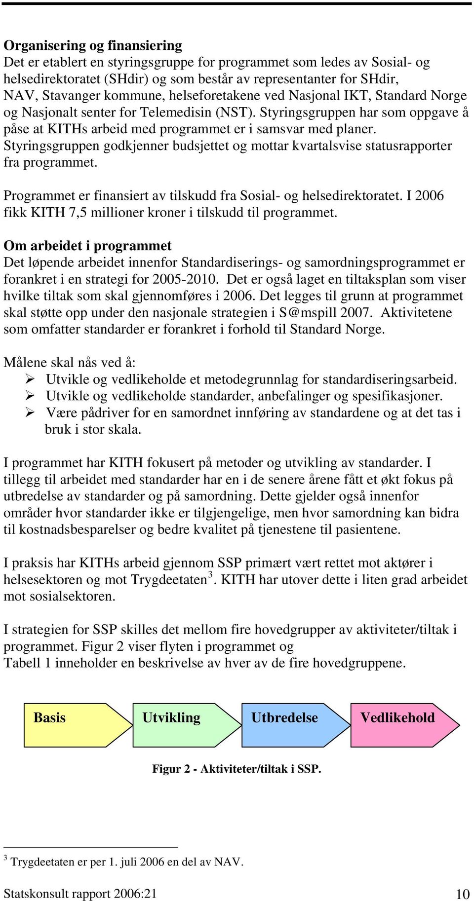 Styringsgruppen godkjenner budsjettet og mottar kvartalsvise statusrapporter fra programmet. Programmet er finansiert av tilskudd fra Sosial- og helsedirektoratet.