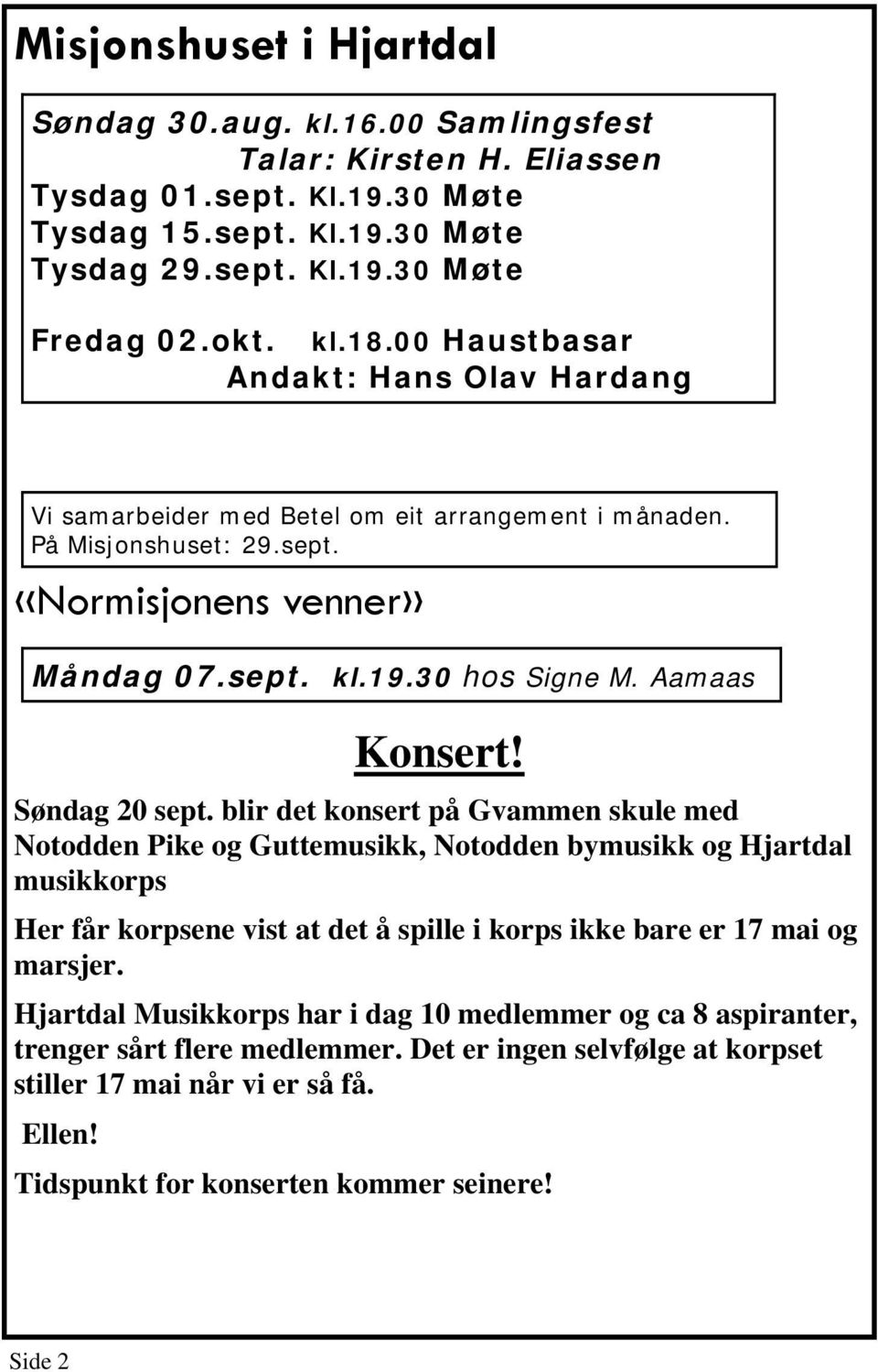 Søndag 20 sept.