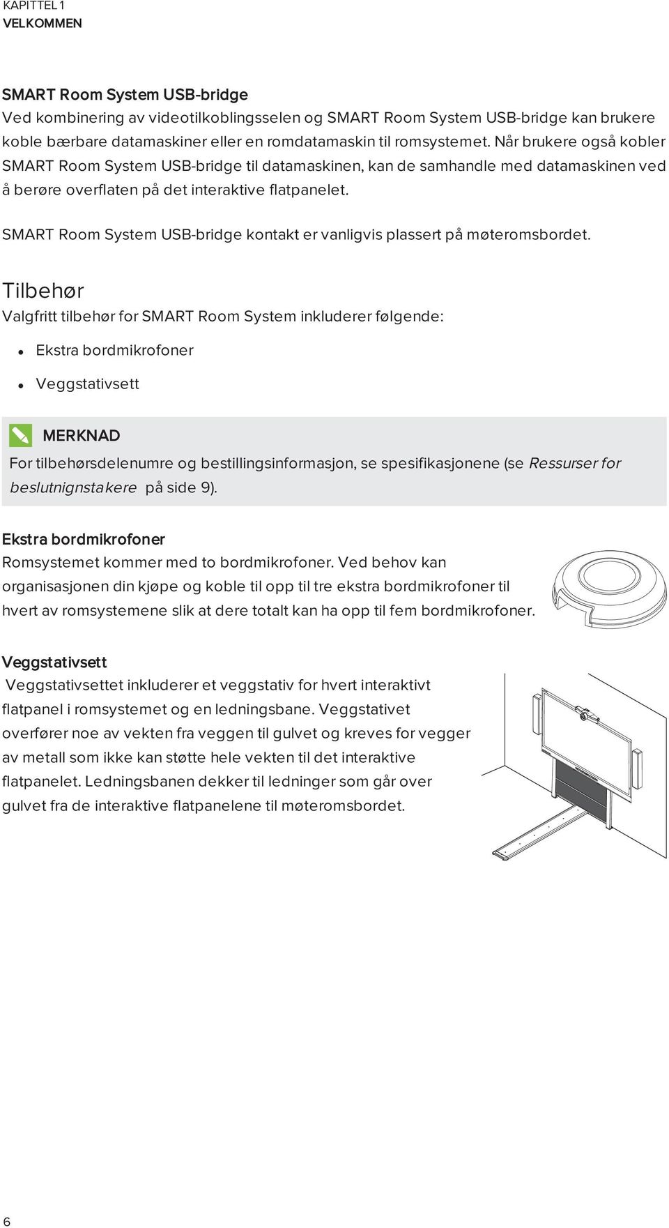 SMART Room System USB-bridge kontakt er vanligvis plassert på møteromsbordet.