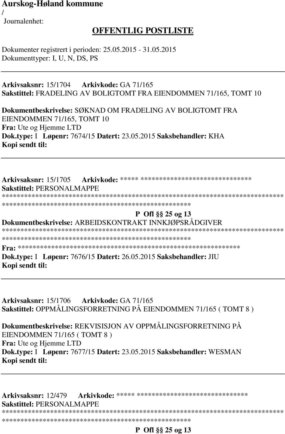 2015 Saksbehandler: KHA Arkivsaksnr: 151705 Arkivkode: ***** ****************************** ************************* P Ofl 25 og 13 Dokumentbeskrivelse: ARBEIDSKONTRAKT INNKJØPSRÅDGIVER