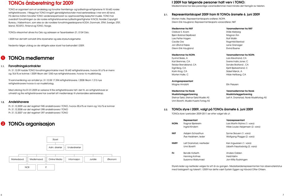 TONO har overdratt forvaltningen av de norske rettighetshavernes lydfestingsrettigheter til NCB, Nordisk Copyright Bureau, i København, som eies av de nordiske forvaltningsselskapene KODA, Danmark,