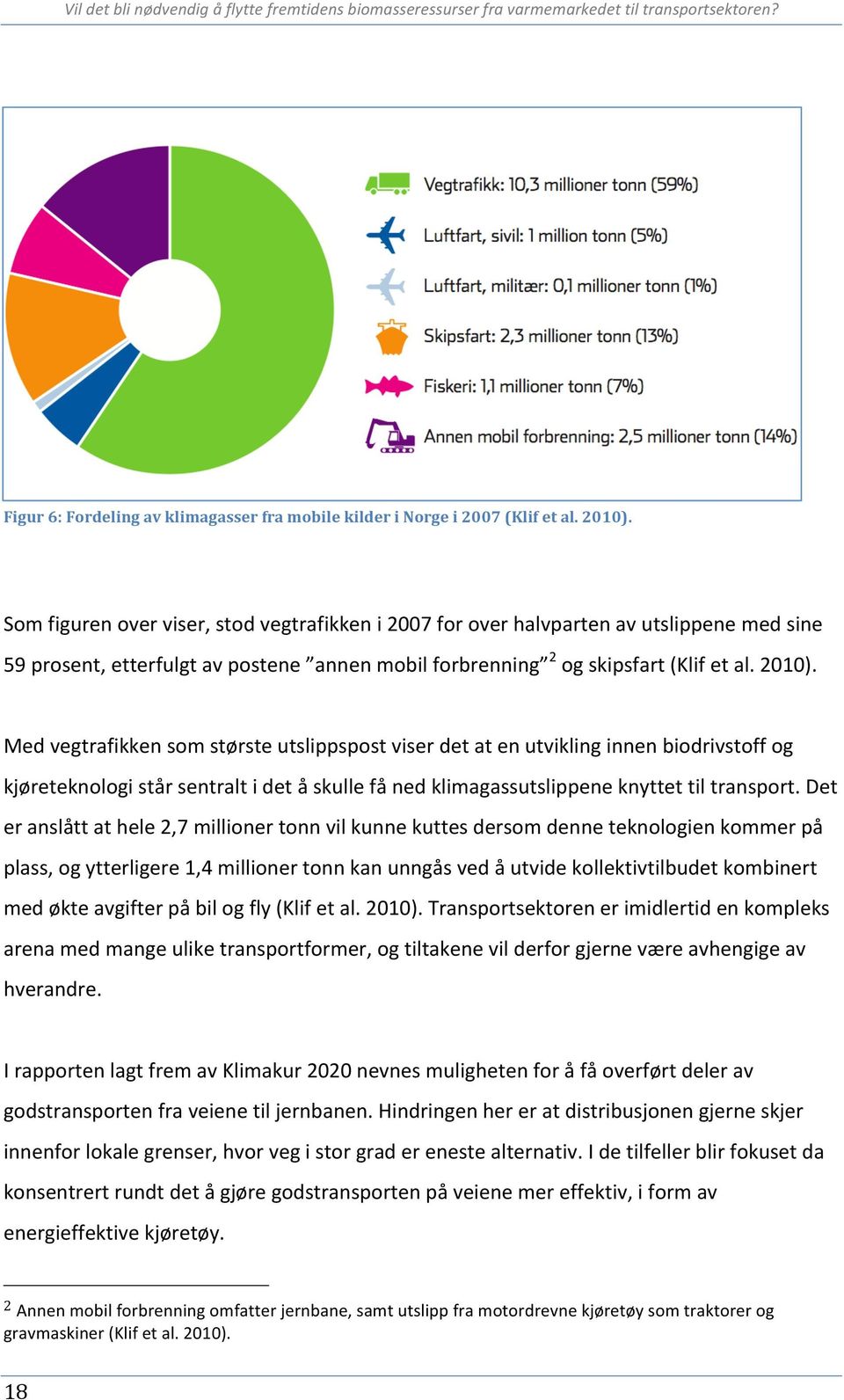 Med vegtrafikken som største utslippspost viser det at en utvikling innen biodrivstoff og kjøreteknologi står sentralt i det å skulle få ned klimagassutslippene knyttet til transport.