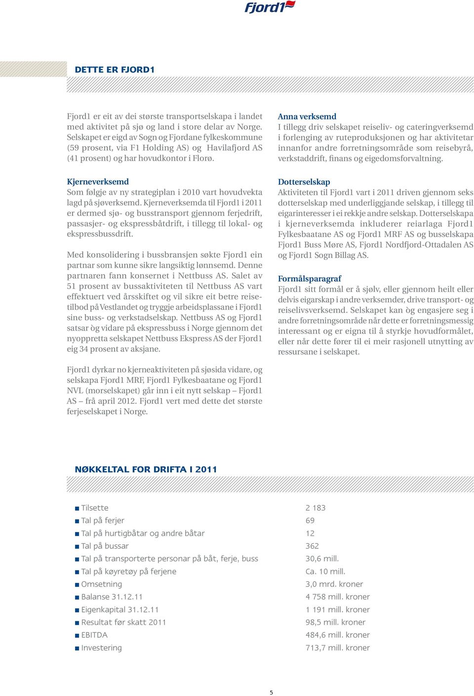 Kjerneverksemd Som følgje av ny strategiplan i 2010 vart hovud vekta lagd på sjøverksemd.