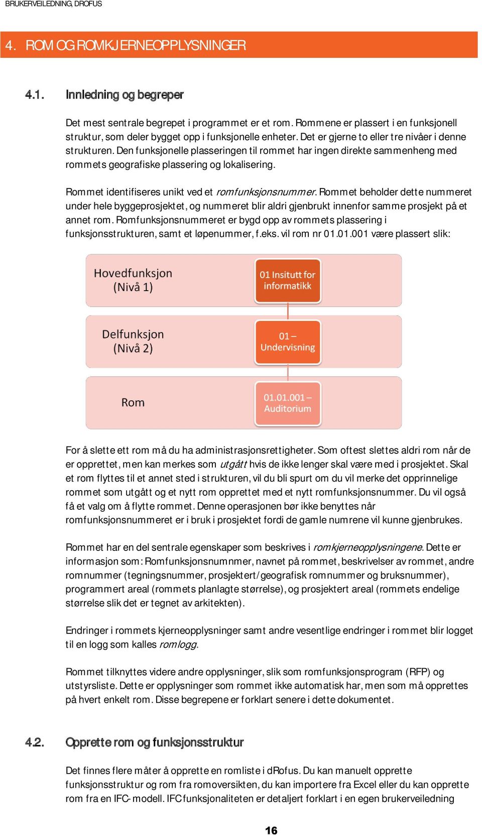 Den funksjonelle plasseringen til rommet har ingen direkte sammenheng med rommets geografiske plassering og lokalisering. Rommet identifiseres unikt ved et romfunksjonsnummer.