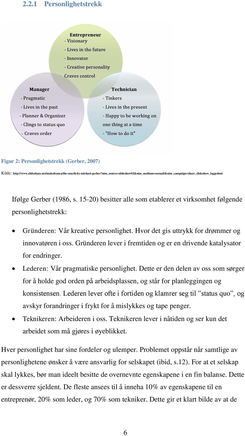 15-20) besitter alle som etablerer et virksomhet følgende personlighetstrekk: Gründeren: Vår kreative personlighet. Hvor det gis uttrykk for drømmer og innovatøren i oss.