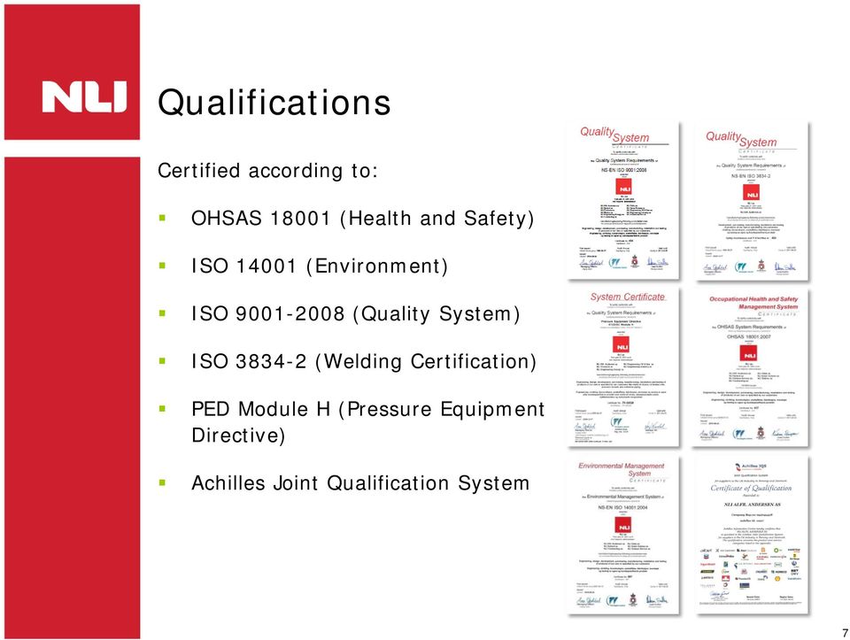 System) ISO 3834-2 (Welding Certification) PED Module H