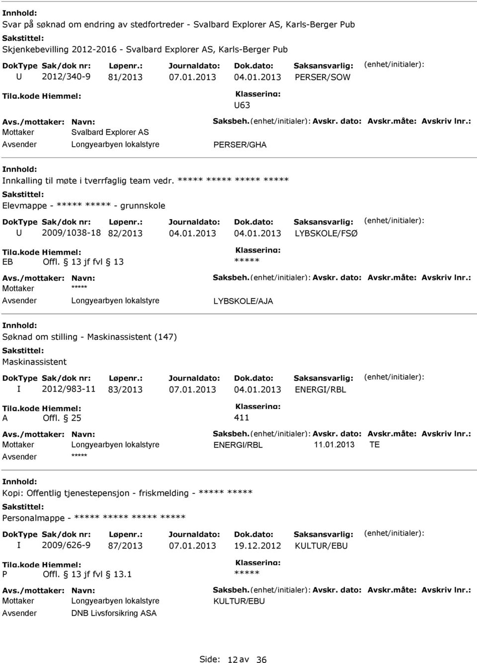 ***** ***** ***** ***** Elevmappe - ***** ***** - grunnskole 2009/1038-18 82/2013 LYBSKOLE/FSØ EB Offl. 13 jf fvl 13 ***** vs./mottaker: Navn: Saksbeh. vskr. dato: vskr.måte: vskriv lnr.