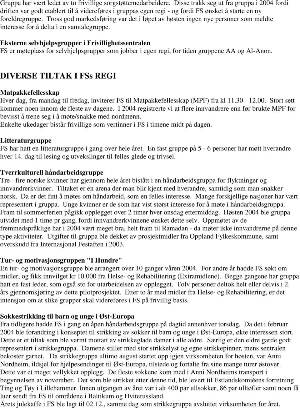 Tross god markedsføring var det i løpet av høsten ingen nye personer som meldte interesse for å delta i en samtalegruppe.