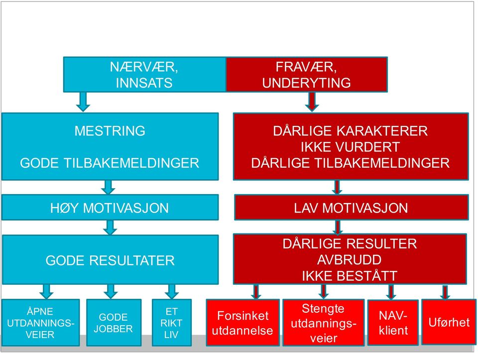 RESULTATER LAV MOTIVASJON DÅRLIGE RESULTER AVBRUDD IKKE BESTÅTT ÅPNE