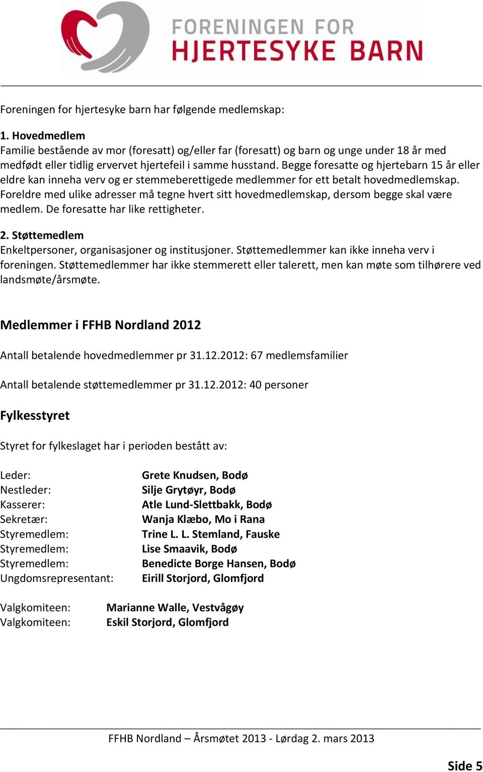 Begge foresatte og hjertebarn 15 år eller eldre kan inneha verv og er stemmeberettigede medlemmer for ett betalt hovedmedlemskap.