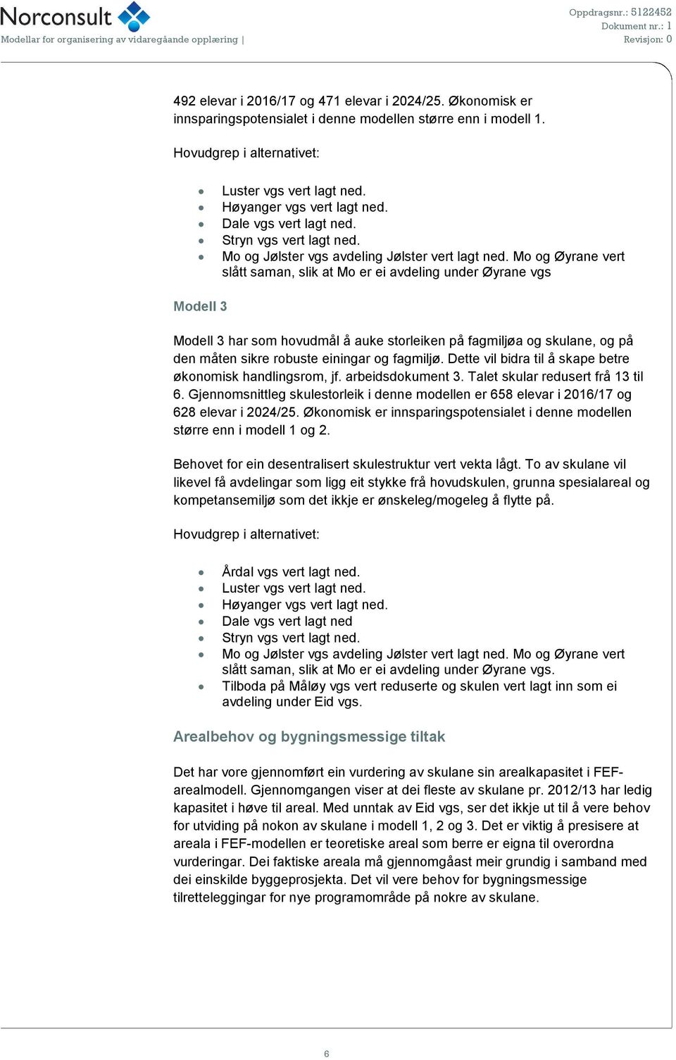 Mo og Øyrane vert slått saman, slik at Mo er ei avdeling under Øyrane vgs Modell 3 Modell 3 har som hovudmål å auke storleiken på fagmiljøa og skulane, og på den måten sikre robuste einingar og