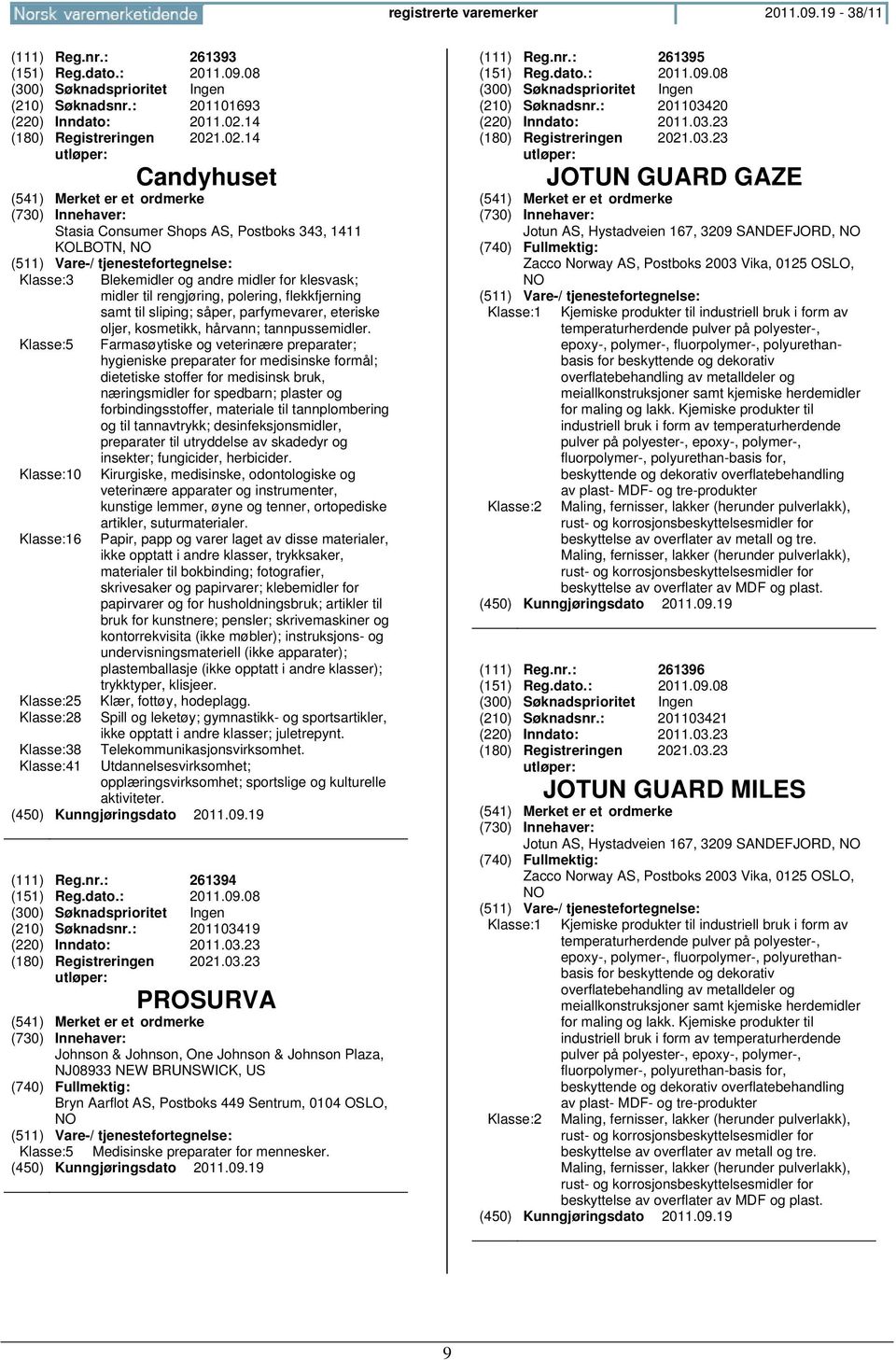 .02.14 Candyhuset Stasia Consumer Shops AS, Postboks 343, 1411 KOLBOTN, Klasse:3 Klasse:5 Klasse:10 Klasse:16 Klasse:25 Klasse:28 Klasse:38 Klasse:41 Blekemidler og andre midler for klesvask; midler