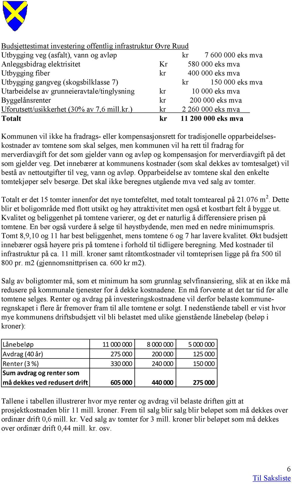 150 000 eks mva Utarbeidelse av grunneieravtale/tinglysning kr 