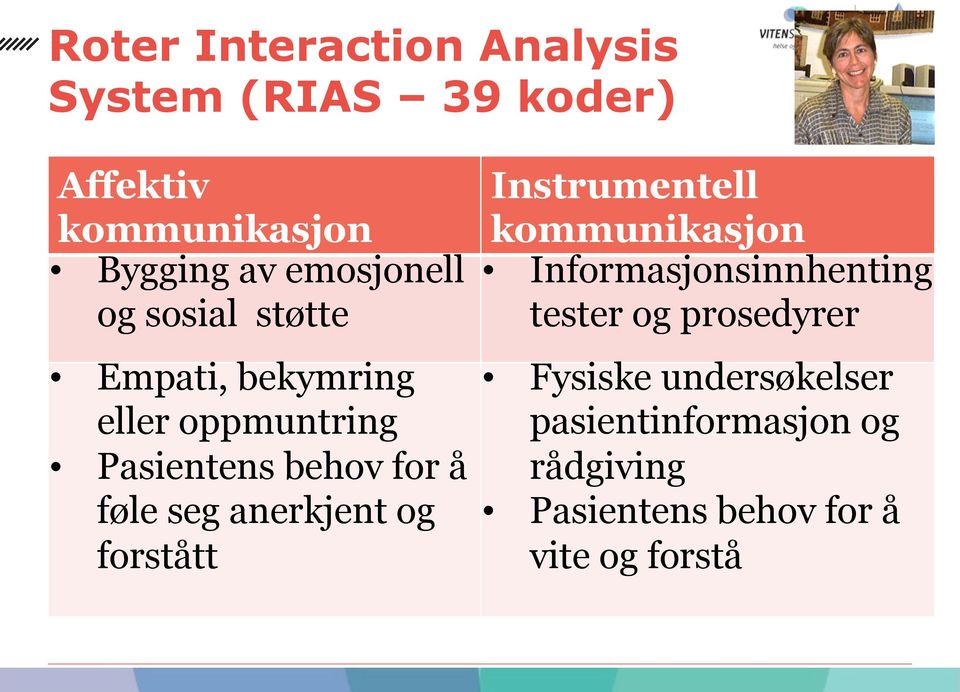 seg anerkjent og forstått Instrumentell kommunikasjon Informasjonsinnhenting tester og