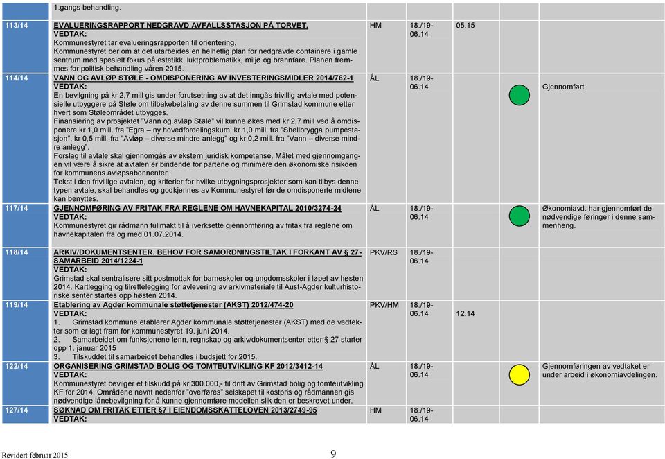 Planen fremmes for politisk behandling våren 2015.