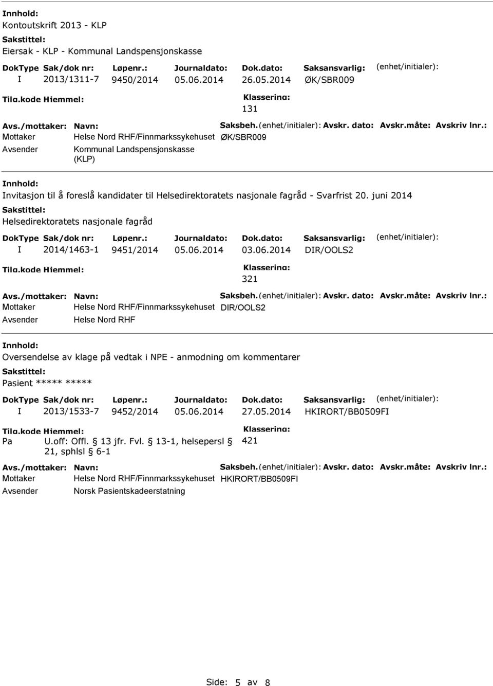 Helsedirektoratets nasjonale fagråd - Svarfrist 20. juni 2014 Helsedirektoratets nasjonale fagråd 2014/1463-1 9451/2014 03.06.