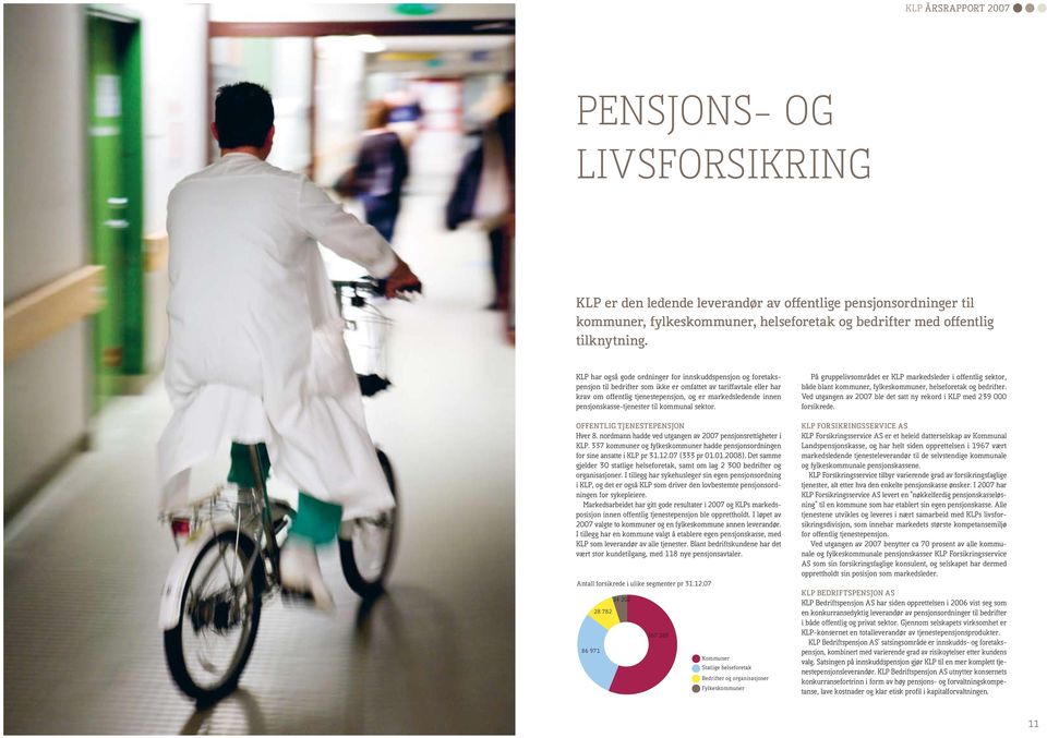 pensjonskasse-tjenester til kommunal sektor. Offentlig tjenestepensjon Hver 8. nordmann hadde ved utgangen av 2007 pensjonsrettigheter i KLP.