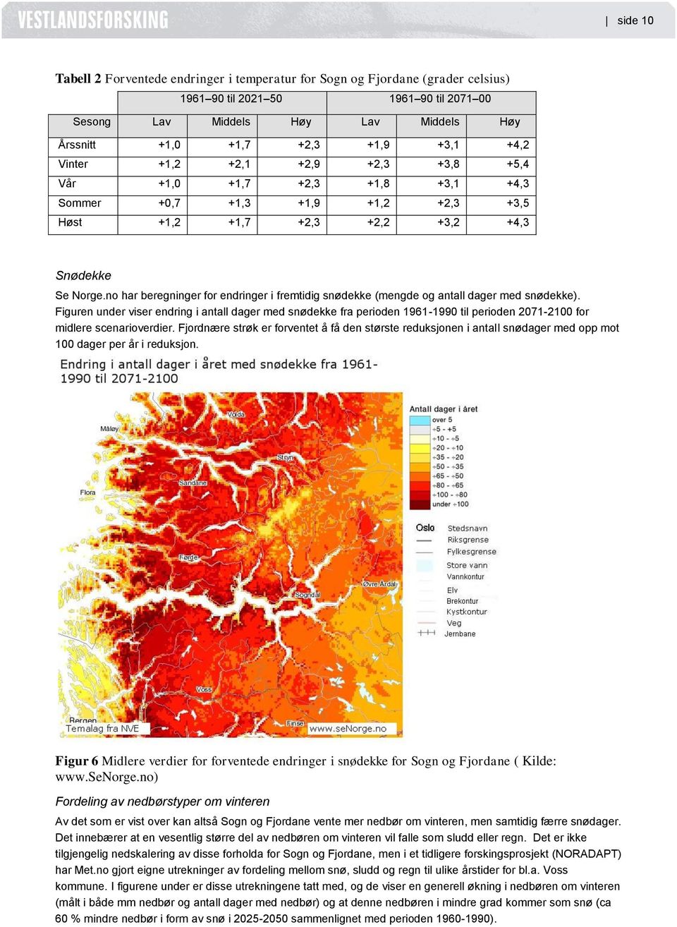 no har beregninger for endringer i fremtidig snødekke (mengde og antall dager med snødekke).