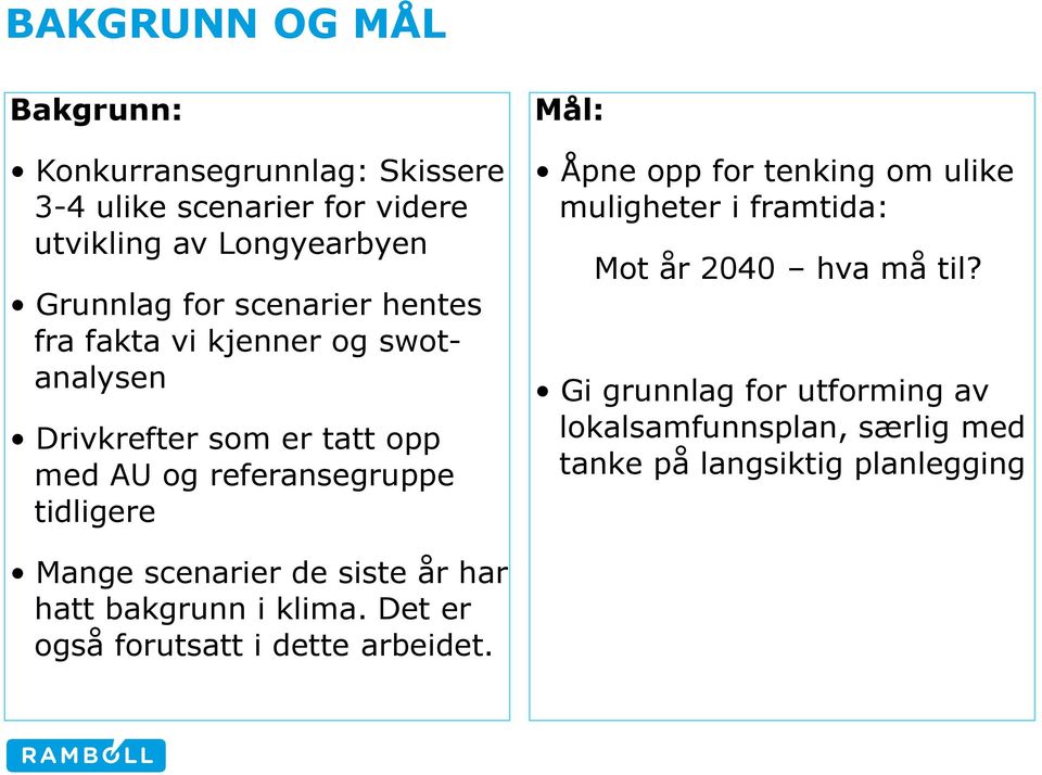 opp for tenking om ulike muligheter i framtida: Mot år 2040 hva må til?