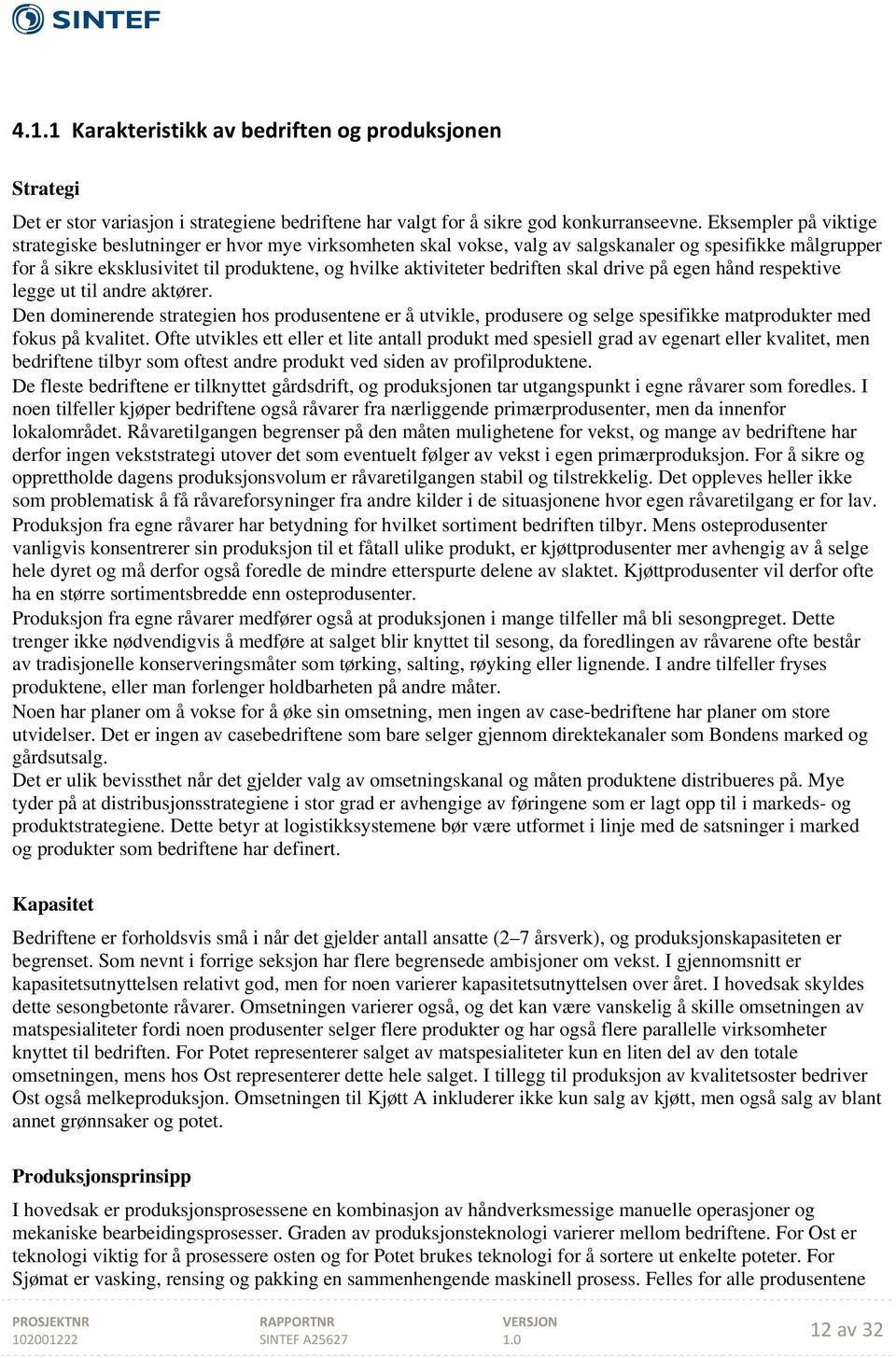 bedriften skal drive på egen hånd respektive legge ut til andre aktører. Den dominerende strategien hos produsentene er å utvikle, produsere og selge spesifikke matprodukter med fokus på kvalitet.