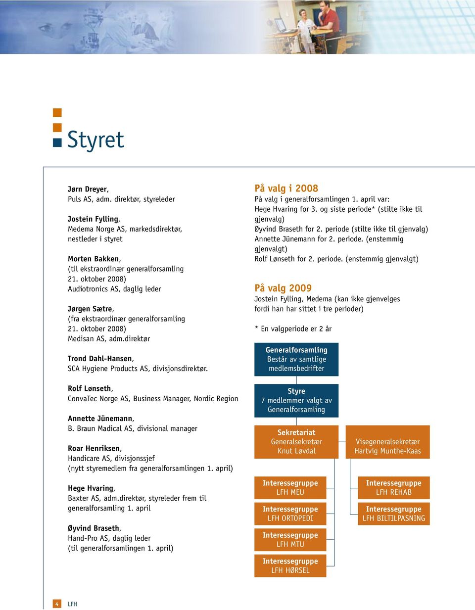 På valg i 2008 På valg i generalforsamlingen 1. april var: Hege Hvaring for 3. og siste periode* (stilte ikke til gjenvalg) Øyvind Braseth for 2.