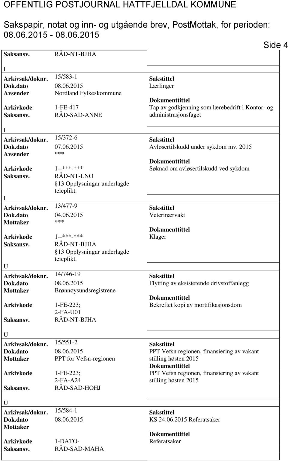 2015 Avløsertilskudd under sykdom mv. 2015 Avsender *** Arkivkode 1--***-*** Søknad om avløsertilskudd ved sykdom Saksansv. RÅD-NT-LNO Arkivsak/doknr. 13/477-9 Sakstittel Dok.dato 04.06.