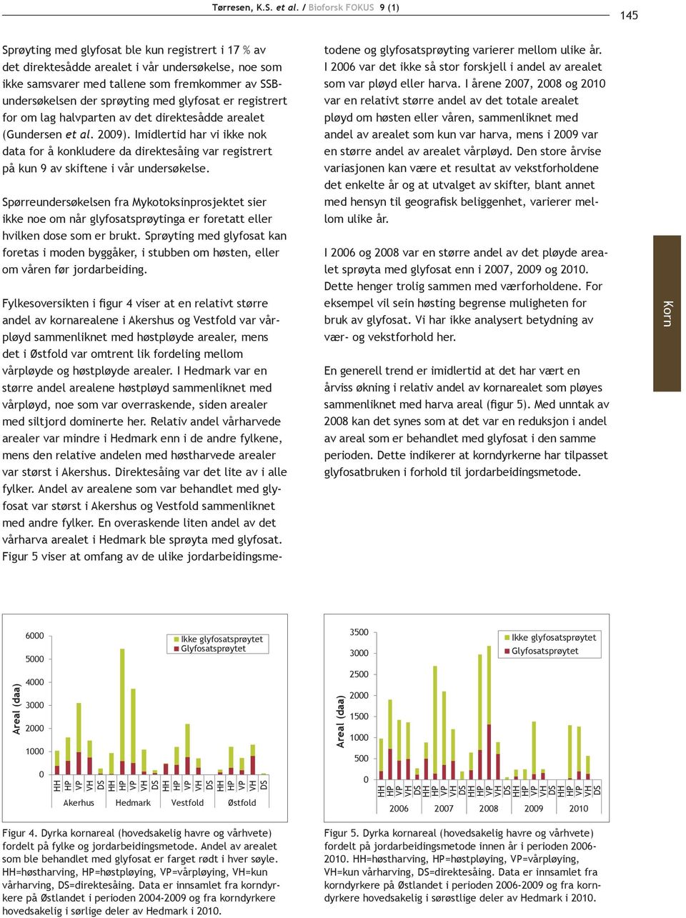 sprøyting med glyfosat er registrert for om lag halvparten av det direktesådde arealet (Gundersen et al. 29).