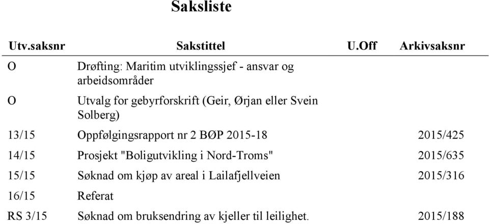 gebyrforskrift (Geir, Ørjan eller Svein Solberg) 13/15 Oppfølgingsrapport nr 2 BØP 2015-18 2015/425