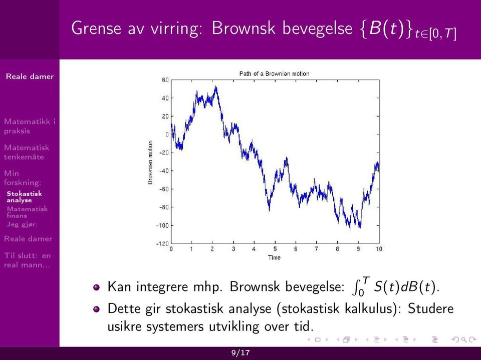 Brownsk bevegelse: T 0 S(t)dB(t).