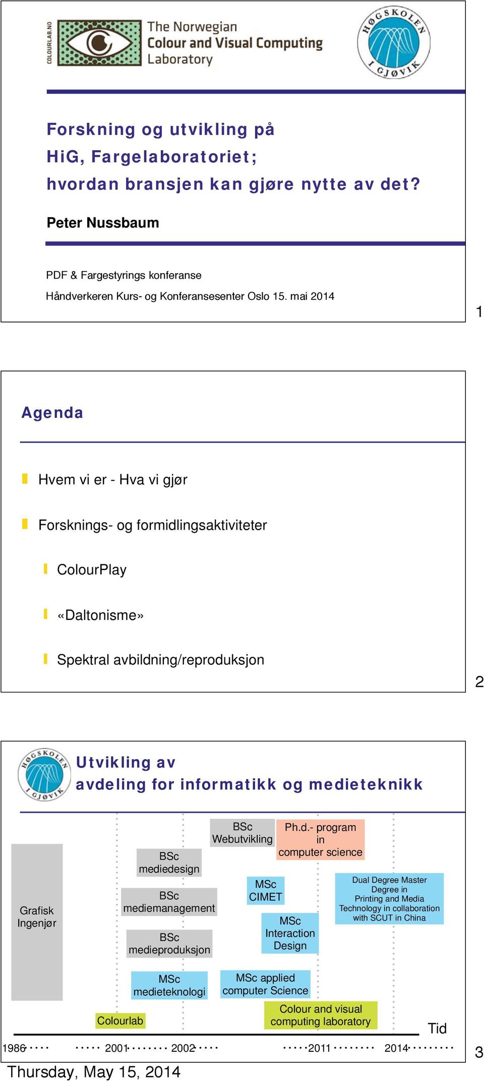 medieteknikk Grafisk Ingenjør BSc mediedesign BSc mediemanagement BSc medieproduksjon BSc Webutvikling MSc CIMET Ph.d.- program in computer science MSc Interaction Design Dual Degree Master