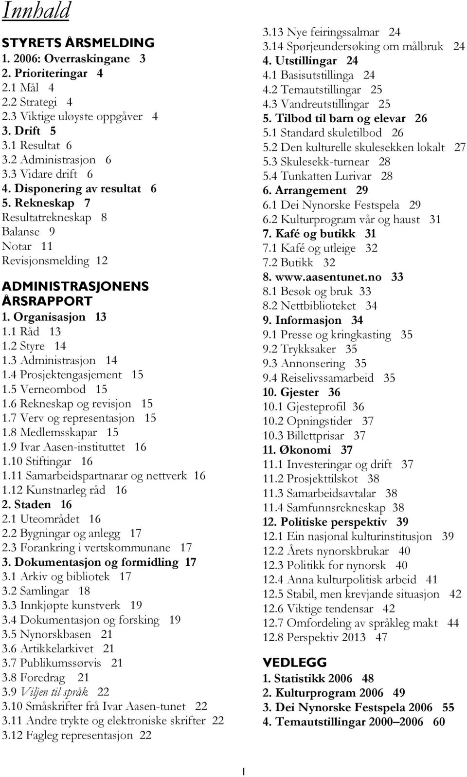 4 Prosjektengasjement 15 1.5 Verneombod 15 1.6 Rekneskap og revisjon 15 1.7 Verv og representasjon 15 1.8 Medlemsskapar 15 1.9 Ivar Aasen-instituttet 16 1.10 Stiftingar 16 1.