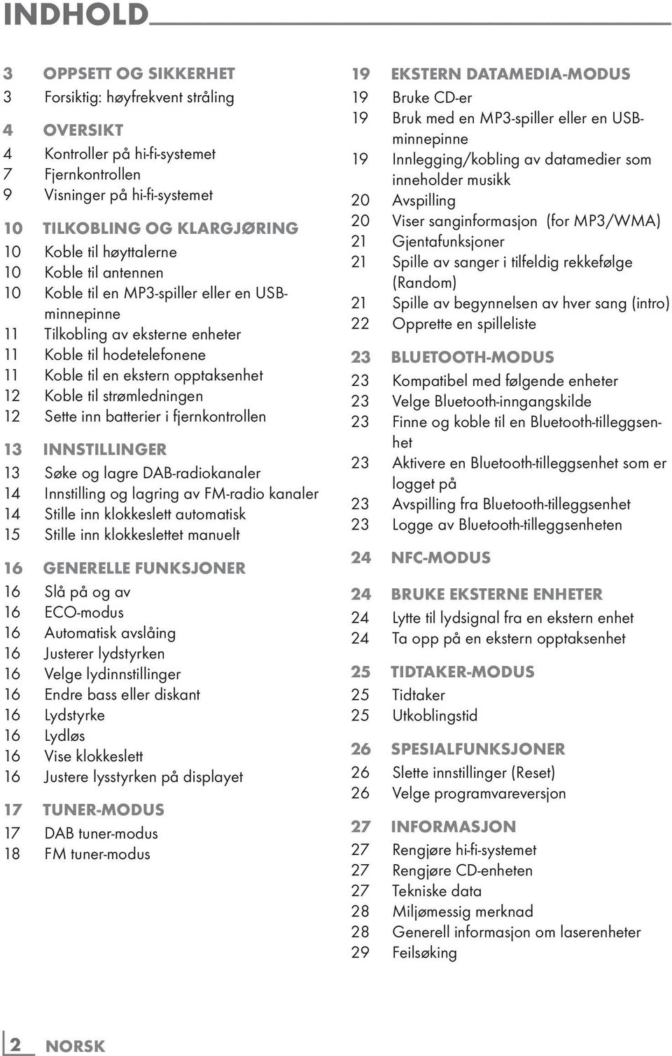 MP3-spiller eller en USBminnepinne 11 Tilkobling av eksterne enheter 11 Koble til hodetelefonene 11 Koble til en ekstern opptaksenhet 12 Koble til strømledningen 12 Sette inn batterier i