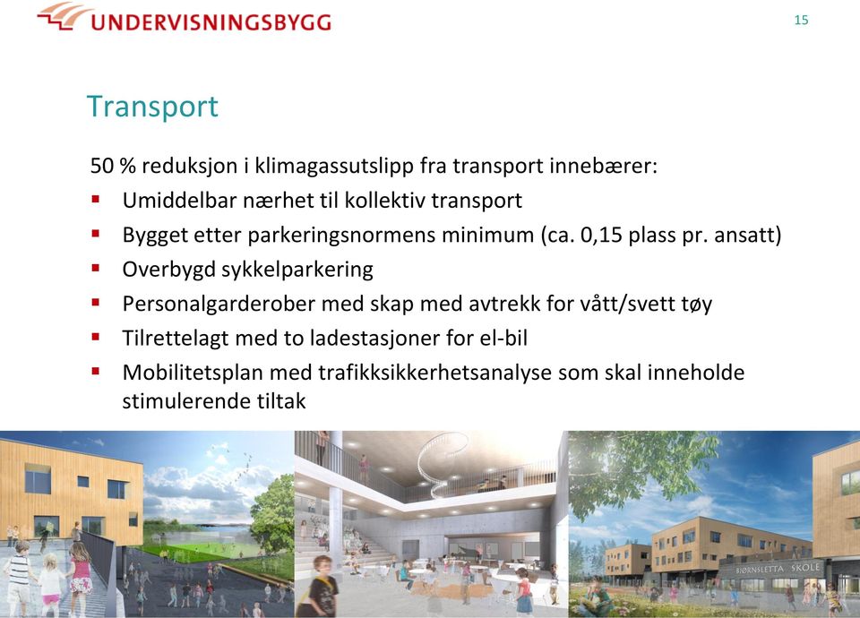 ansatt) Overbygd sykkelparkering Personalgarderober med skap med avtrekk for vått/svett tøy