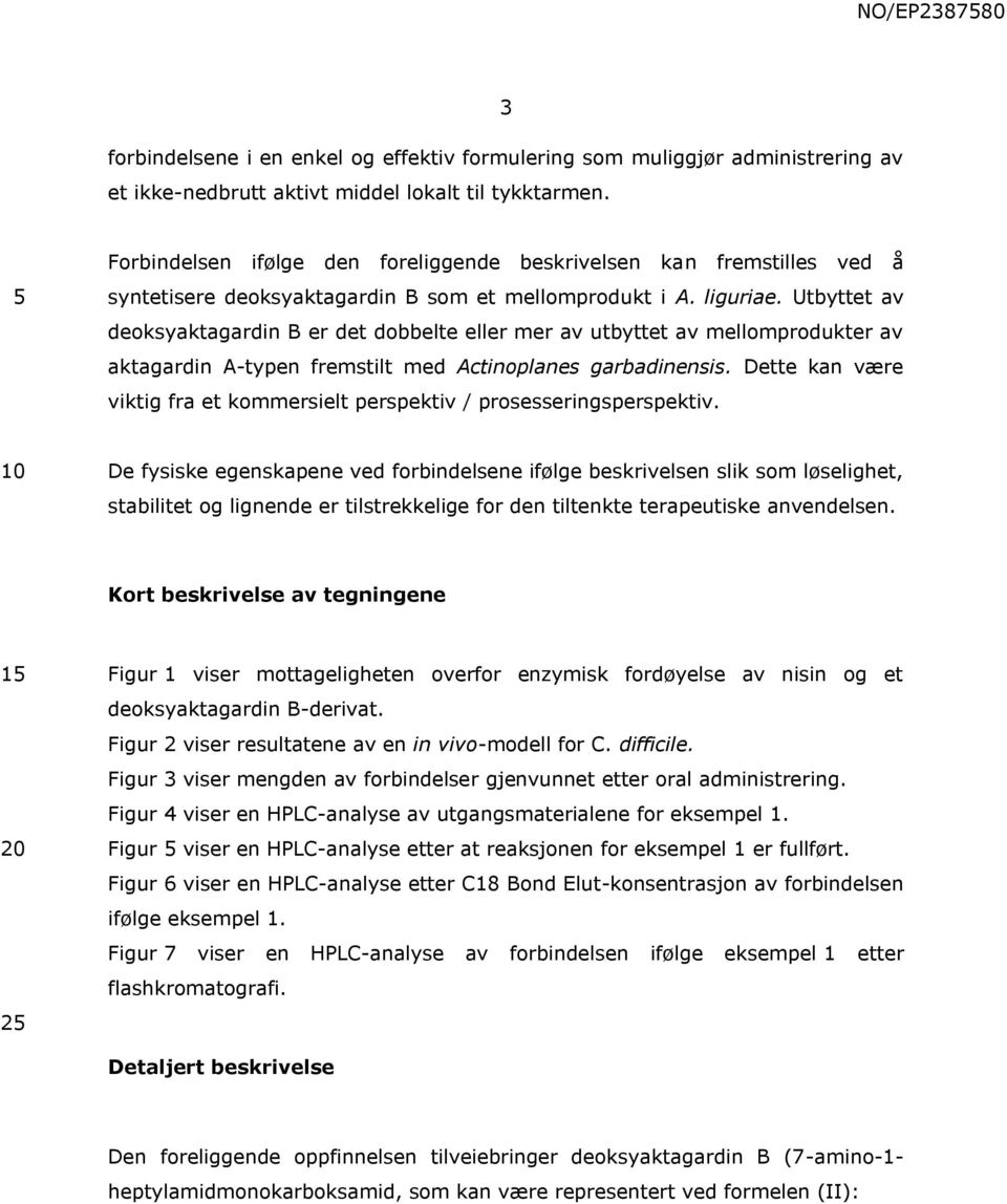 Utbyttet av deoksyaktagardin B er det dobbelte eller mer av utbyttet av mellomprodukter av aktagardin A-typen fremstilt med Actinoplanes garbadinensis.