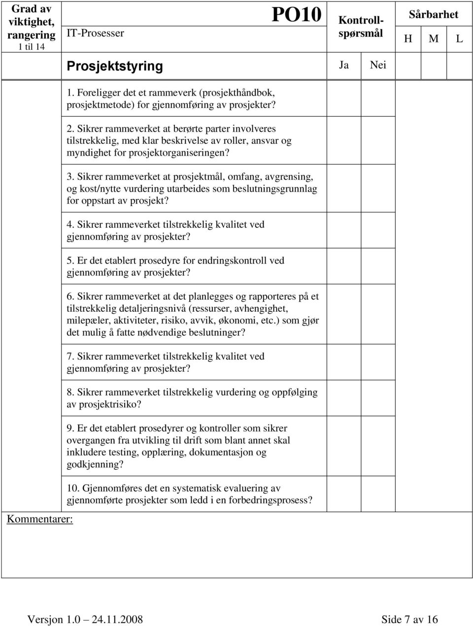 Sikrer rammeverket at prosjektmål, omfang, avgrensing, og kost/nytte vurdering utarbeides som beslutningsgrunnlag for oppstart av prosjekt? 4.