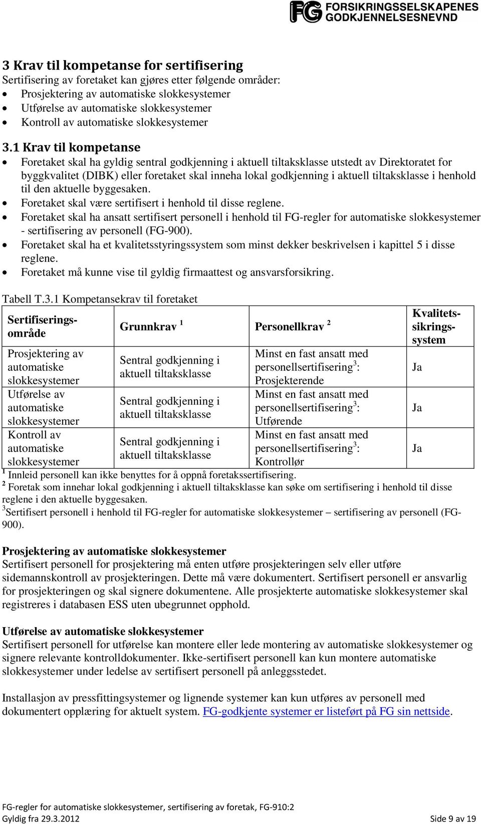 1 Krav til kompetanse Foretaket skal ha gyldig sentral godkjenning i aktuell tiltaksklasse utstedt av Direktoratet for byggkvalitet (DIBK) eller foretaket skal inneha lokal godkjenning i aktuell