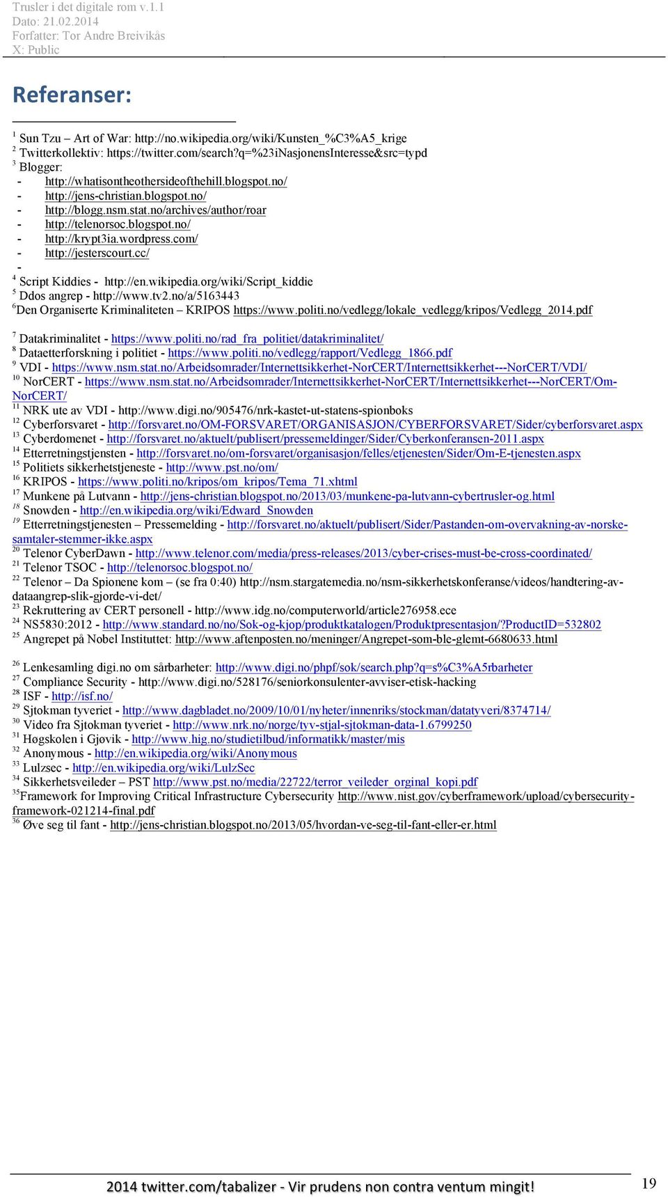 no/archives/author/roar - http://telenorsoc.blogspot.no/ - http://krypt3ia.wordpress.com/ - http://jesterscourt.cc/ - 4 Script Kiddies - http://en.wikipedia.