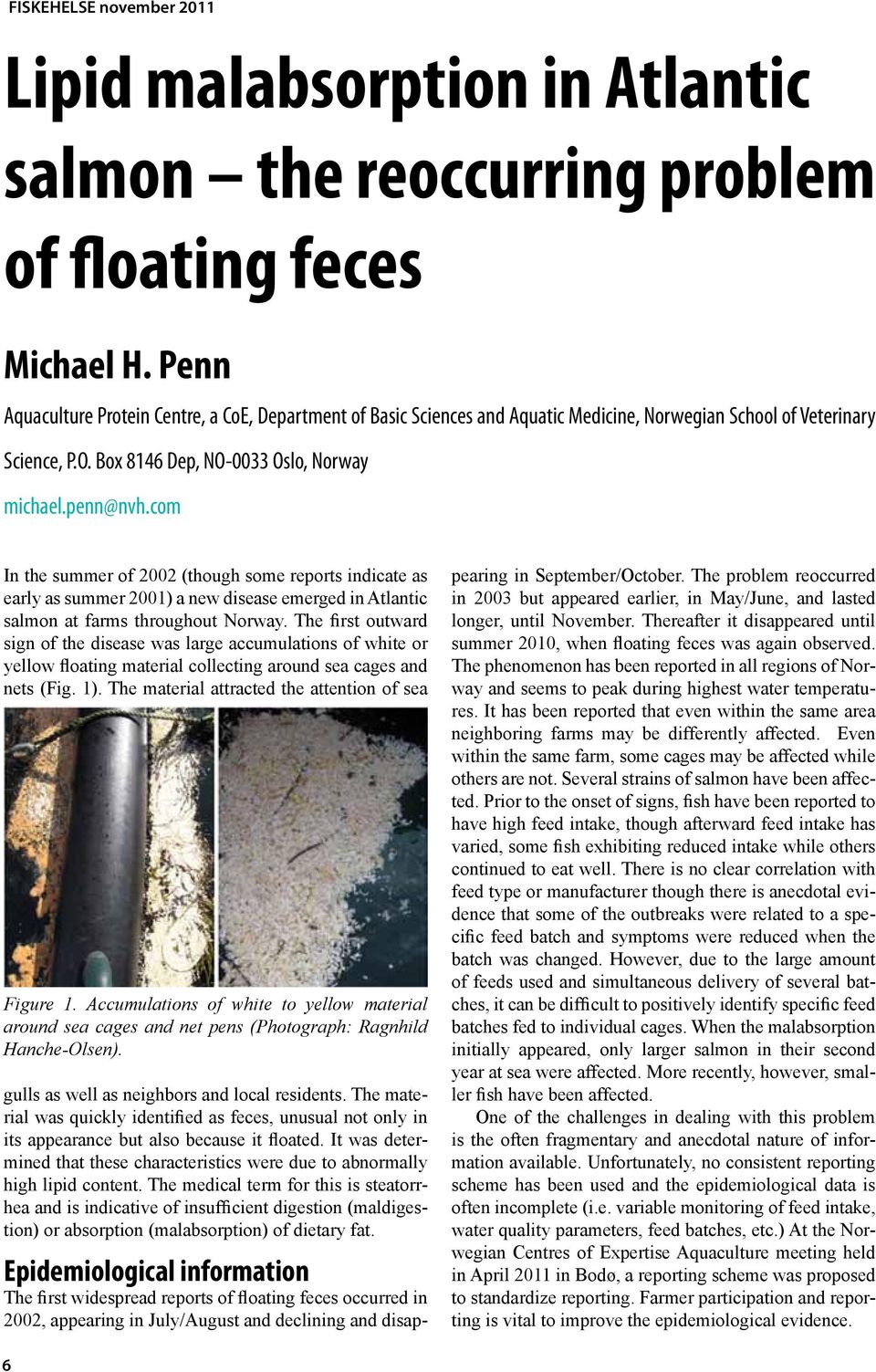 com In the summer of 2002 (though some reports indicate as early as summer 2001) a new disease emerged in Atlantic salmon at farms throughout Norway.