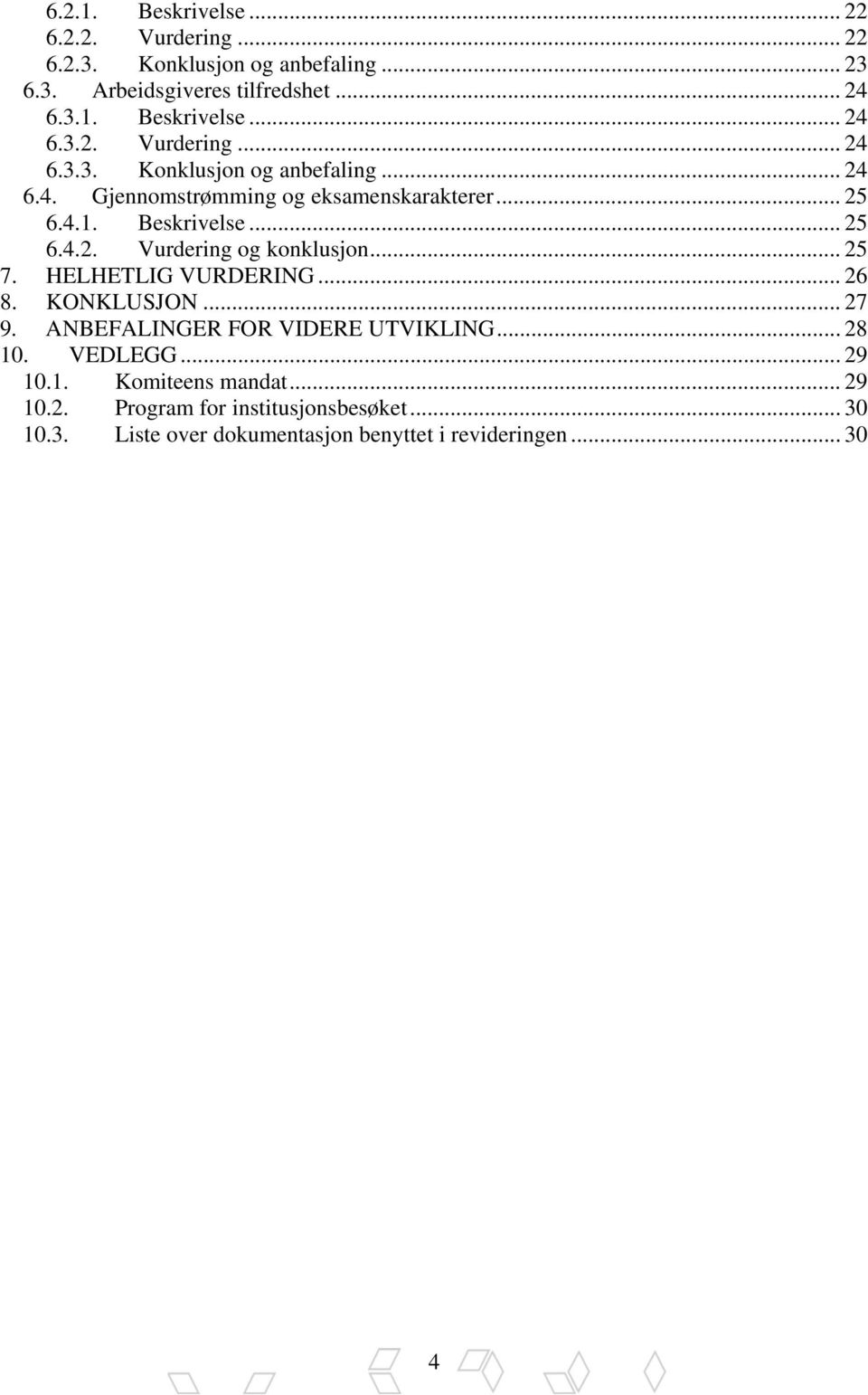 .. 25 7. HELHETLIG VURDERING... 26 8. KONKLUSJON... 27 9. ANBEFALINGER FOR VIDERE UTVIKLING... 28 10. VEDLEGG... 29 10.1. Komiteens mandat.