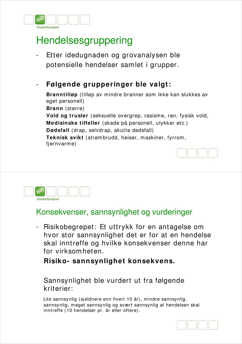 Medisinske tilfeller (skade på personell, ulykker etc.