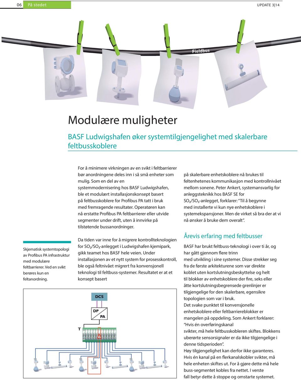 Som en del av en systemmodernisering hos BASF Ludwigshafen, ble et modulært installasjonskonsept basert på feltbusskoblere for Profibus PA tatt i bruk med fremragende resultater.