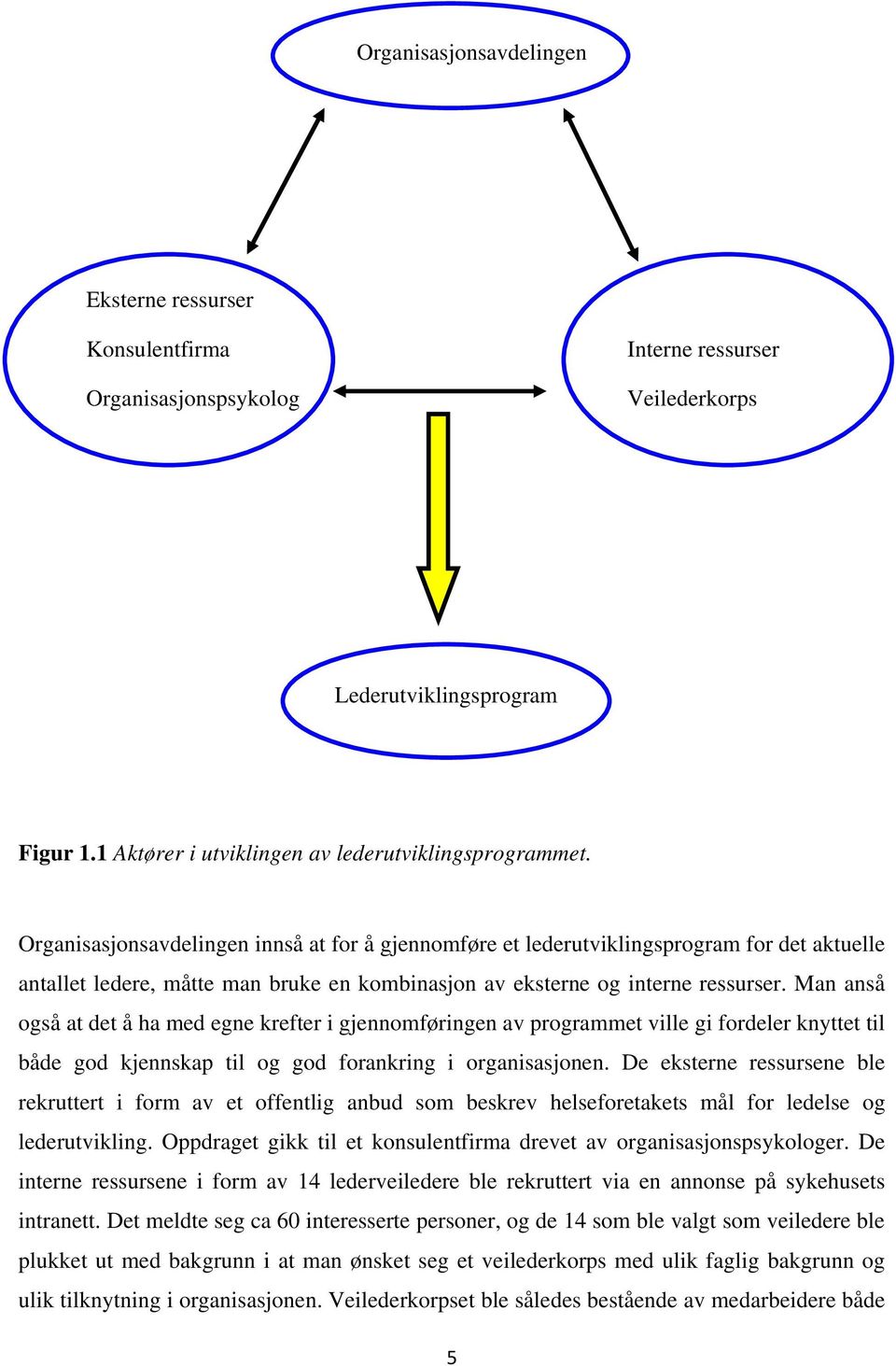 Man anså også at det å ha med egne krefter i gjennomføringen av programmet ville gi fordeler knyttet til både god kjennskap til og god forankring i organisasjonen.