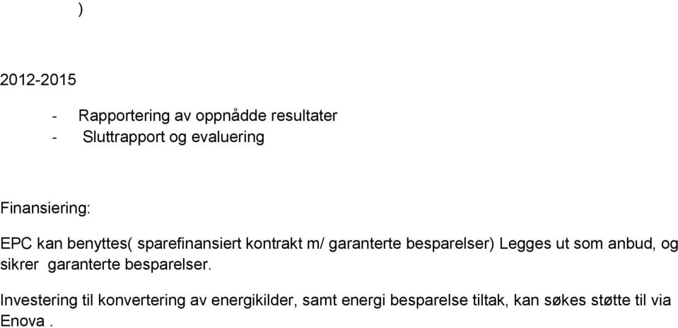 besparelser) Legges ut som anbud, og sikrer garanterte besparelser.