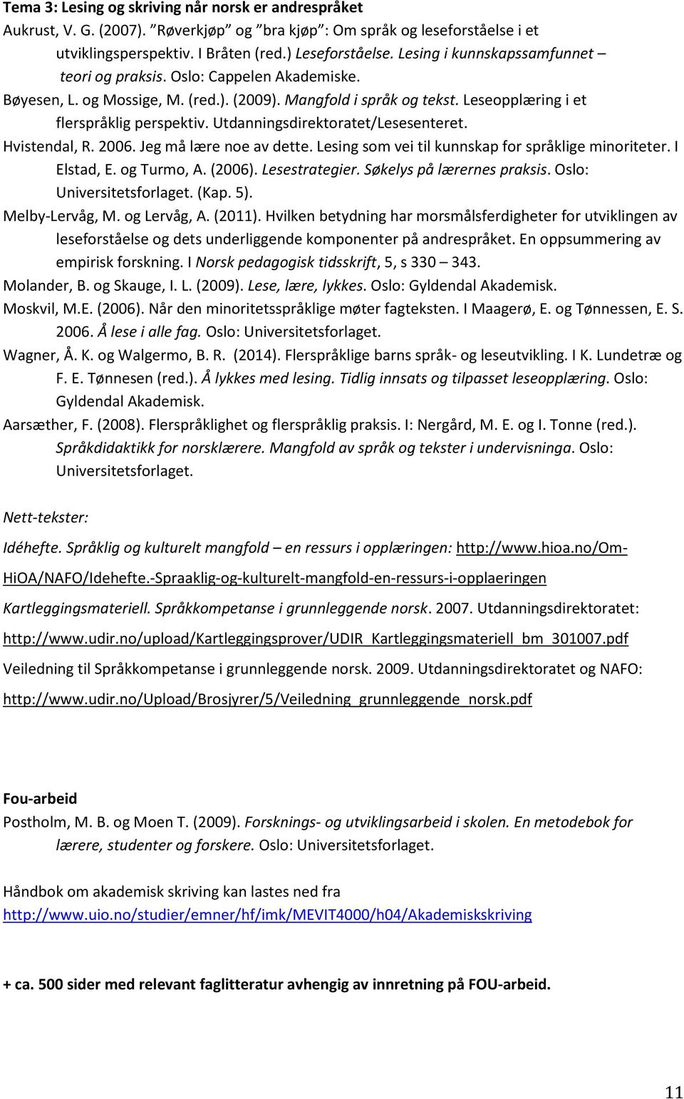 Utdanningsdirektoratet/Lesesenteret. Hvistendal, R. 2006. Jeg må lære noe av dette. Lesing som vei til kunnskap for språklige minoriteter. I Elstad, E. og Turmo, A. (2006). Lesestrategier.