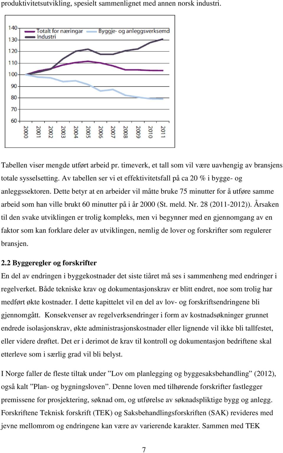 Dette betyr at en arbeider vil måtte bruke 75 minutter for å utføre samme arbeid som han ville brukt 60 minutter på i år 2000 (St. meld. Nr. 28 (2011-2012)).