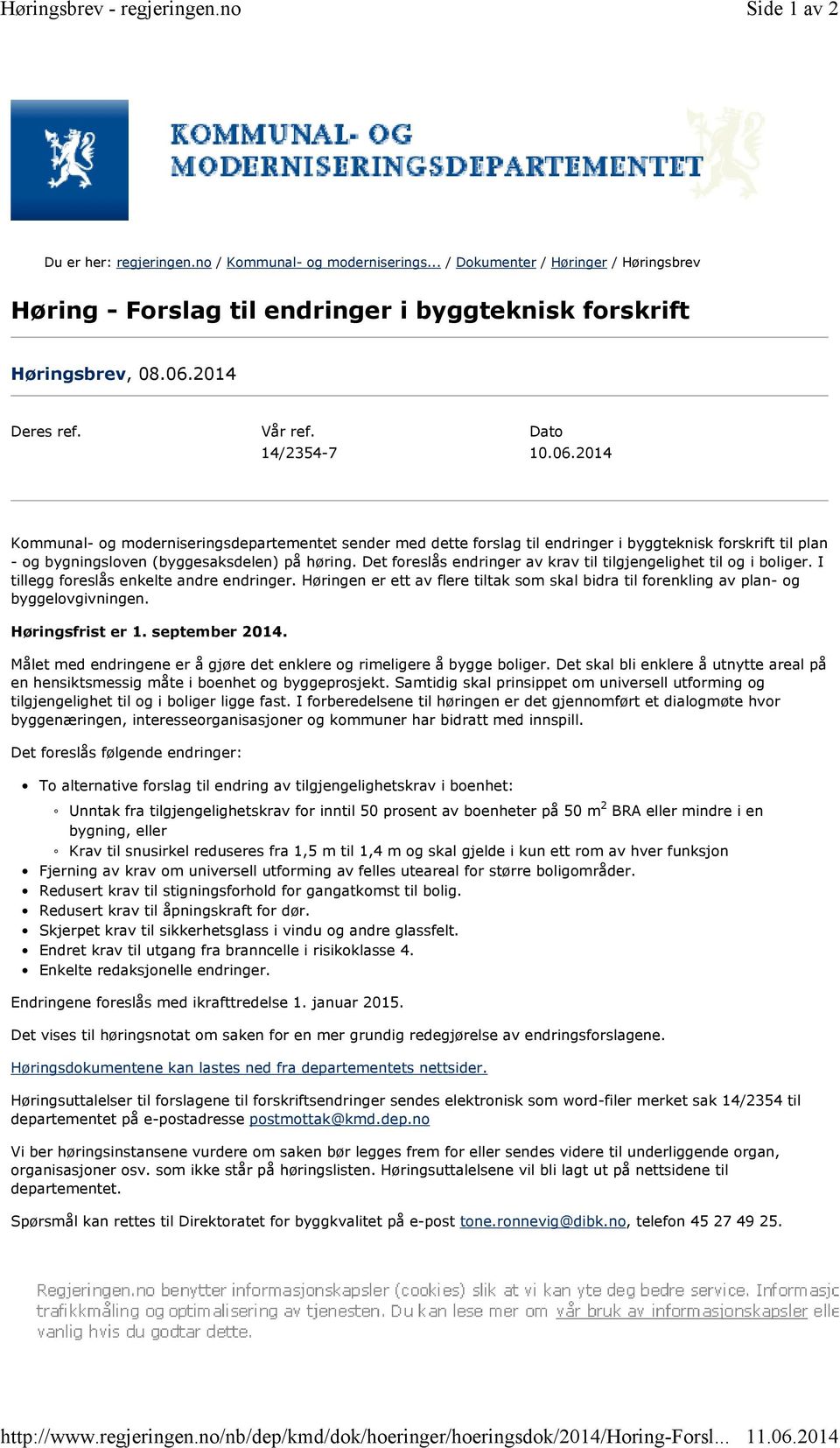 2014 Deres ref. Vår ref. Dato 14/2354-7 10.06.