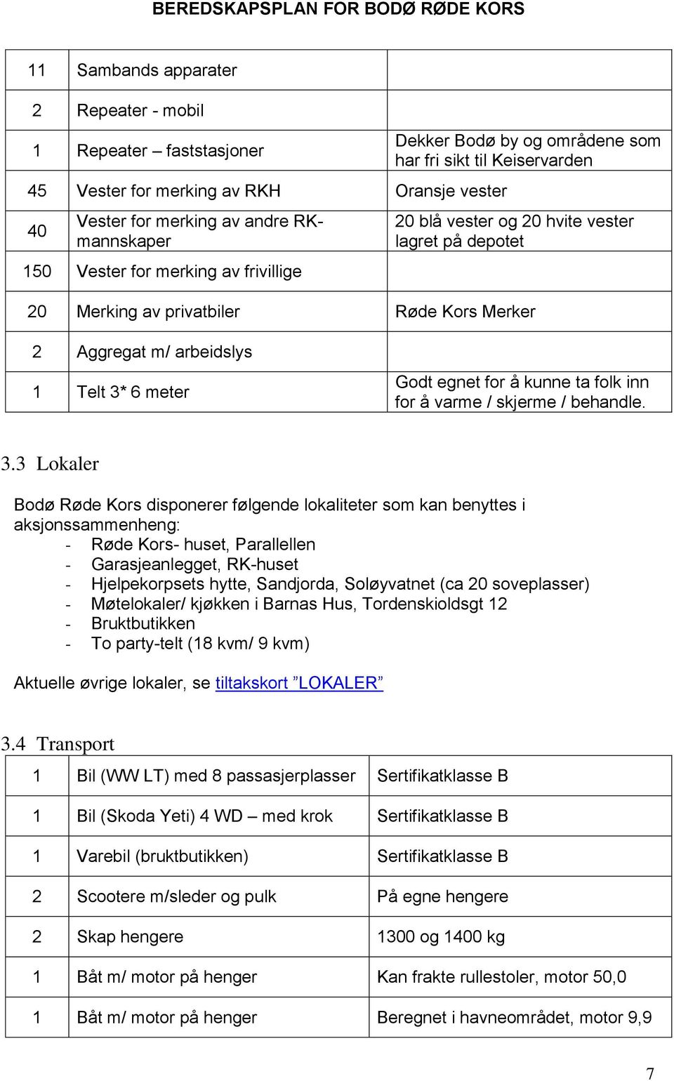 egnet for å kunne ta folk inn for å varme / skjerme / behandle. 3.