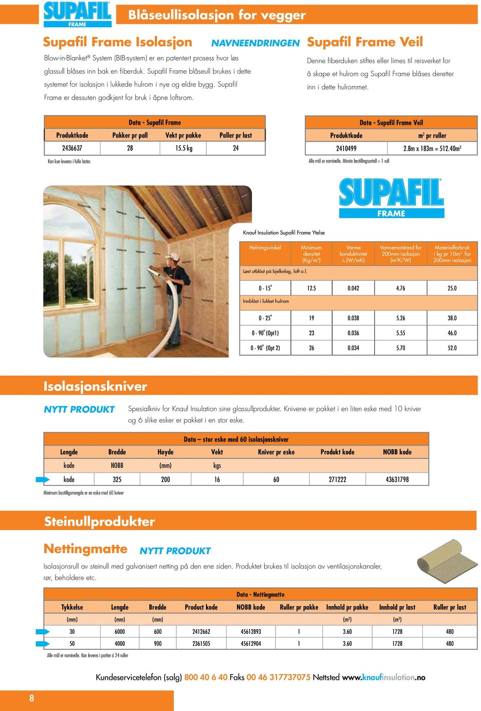 NAVNEENDRINGEN Supafil Frame Veil Denne fiberduken stiftes eller limes til reisverket for å skape et hulrom og Supafil Frame blåses deretter inn i dette hulrommet.