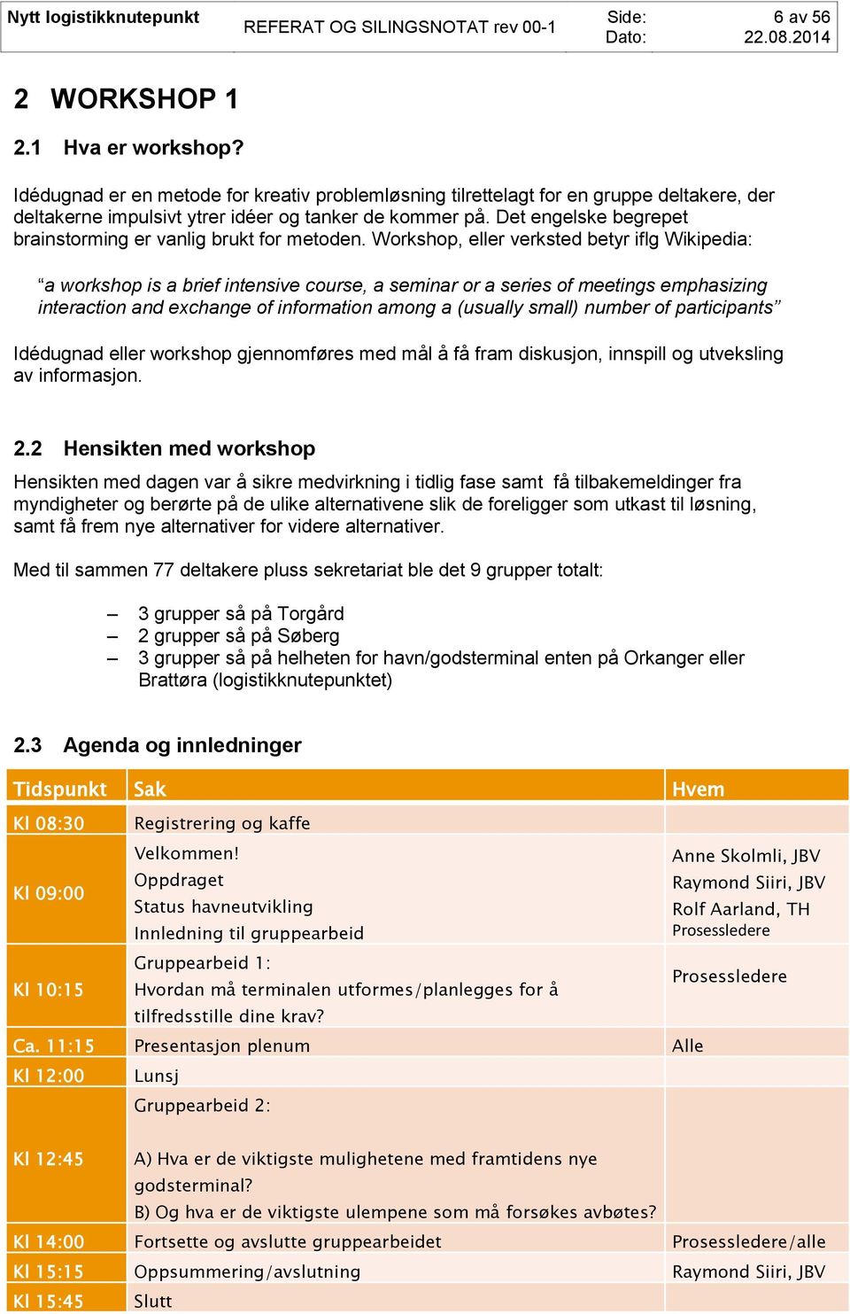 Workshop, eller verksted betyr iflg Wikipedia: a workshop is a brief intensive course, a seminar or a series of meetings emphasizing interaction and exchange of information among a (usually small)