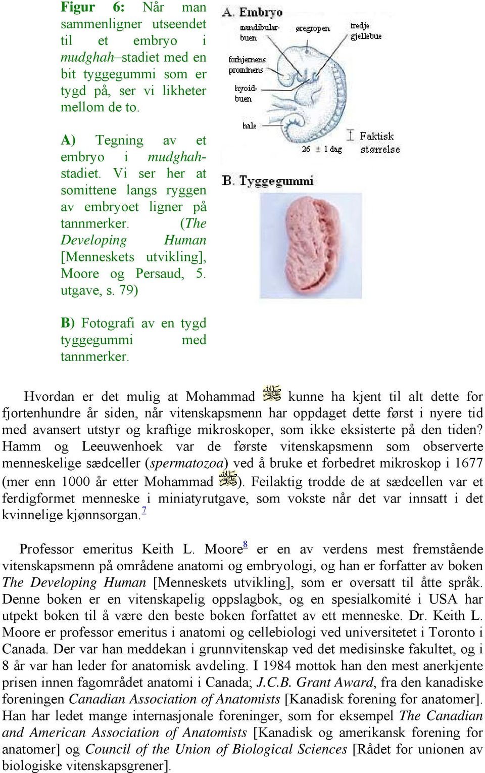 79) B) Fotografi av en tygd tyggegummi med tannmerker.